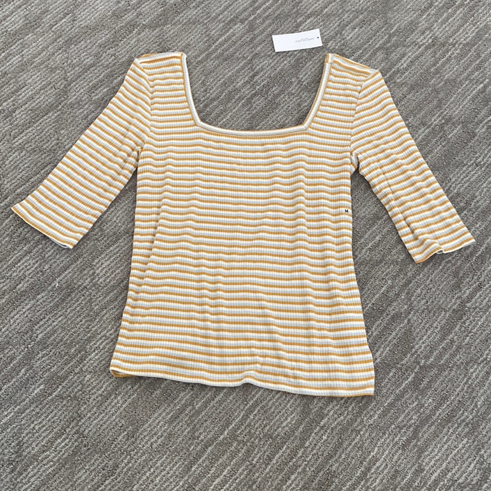 Yellow and blue rib top